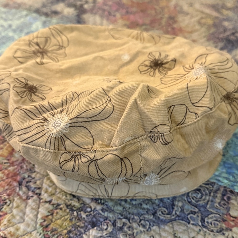 Floral Beige Beret Hat